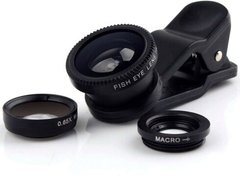 Kit Lentile Foto iUni 3-in-1 Macro, Wide Angle si FishEye compatibile cu Smartphone si Tableta, Negr