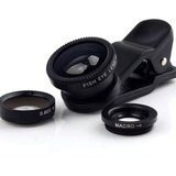 Kit Lentile Foto iUni 3-in-1 Macro, Wide Angle si FishEye compatibile cu Smartphone si Tableta, Negr